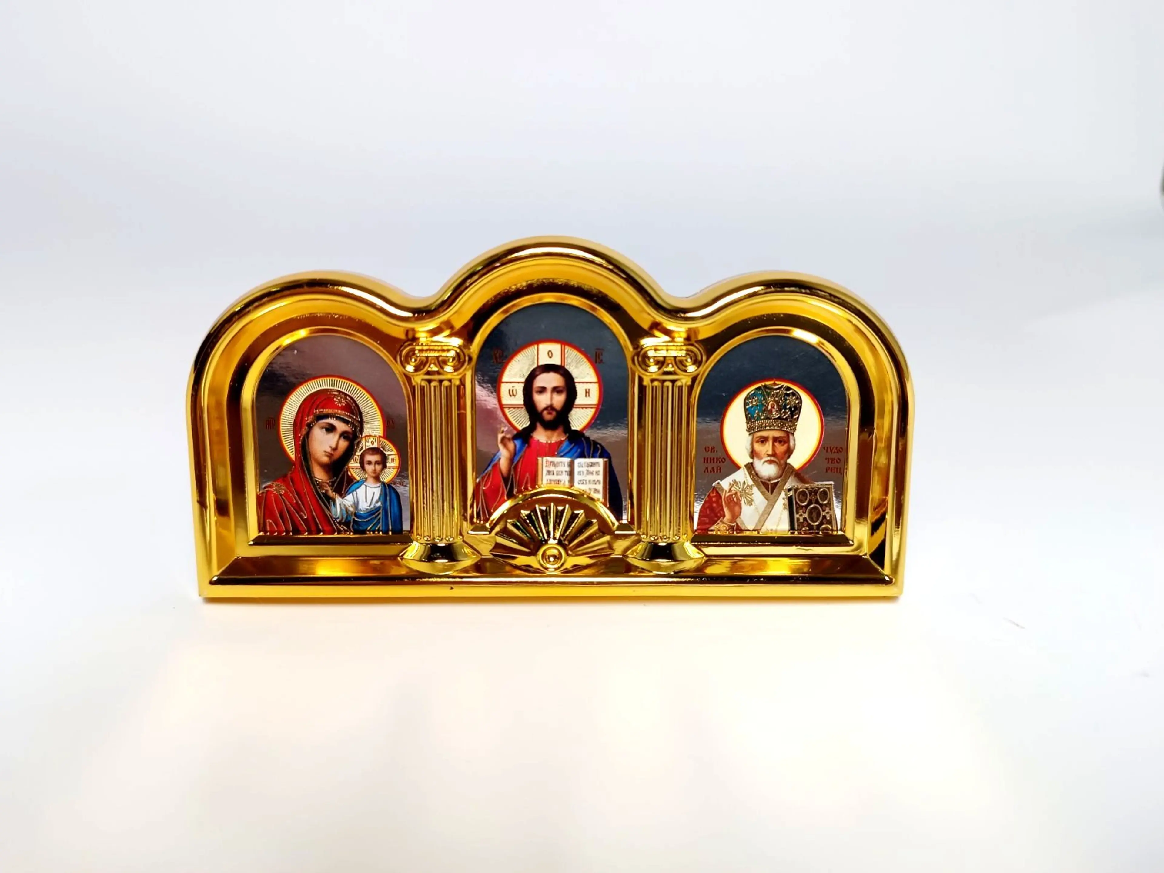 Икона Тройна Златна със Стойка и Лепенка