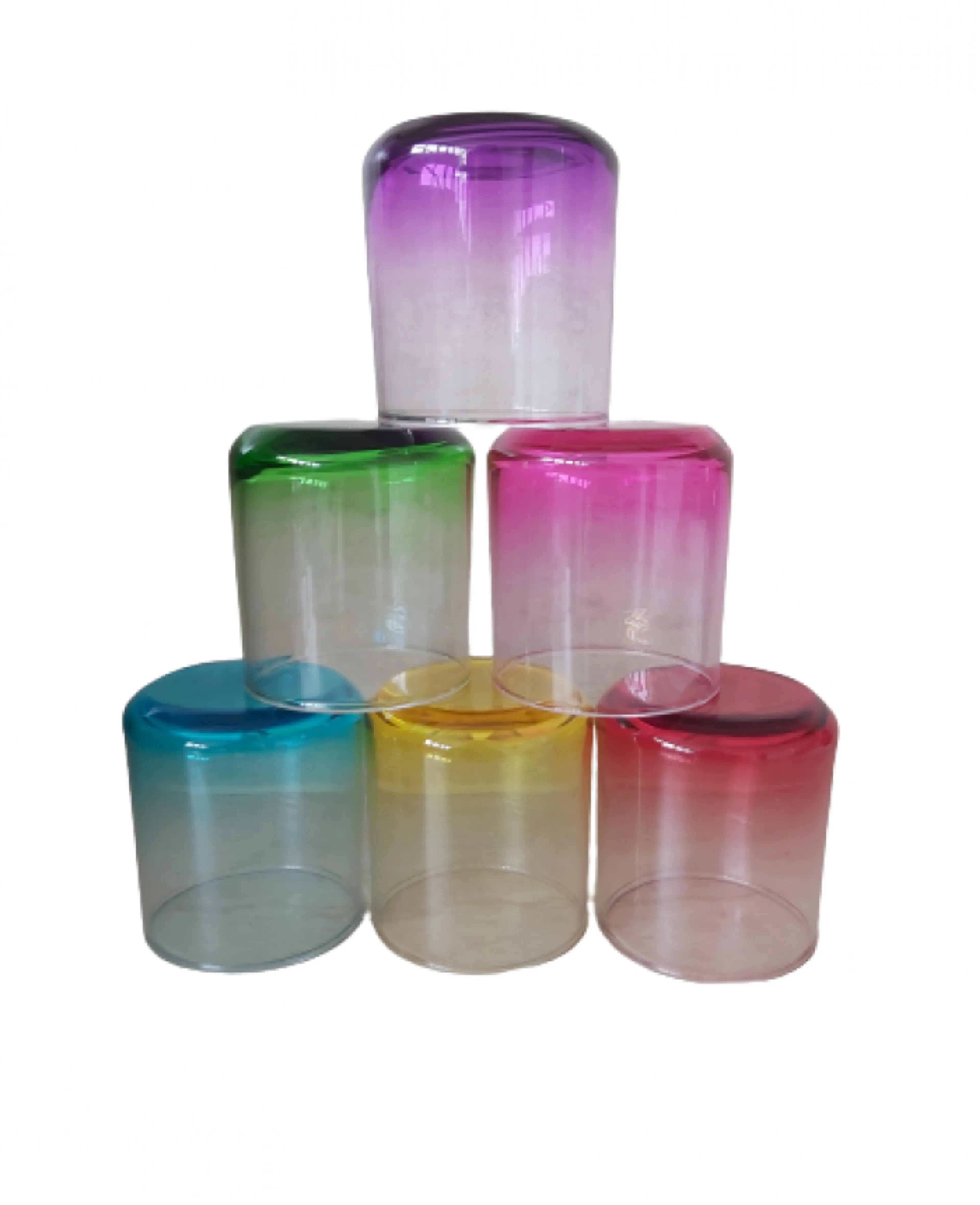 Комплект От 6 Броя Цветни Стъклени Чаши 160Мл