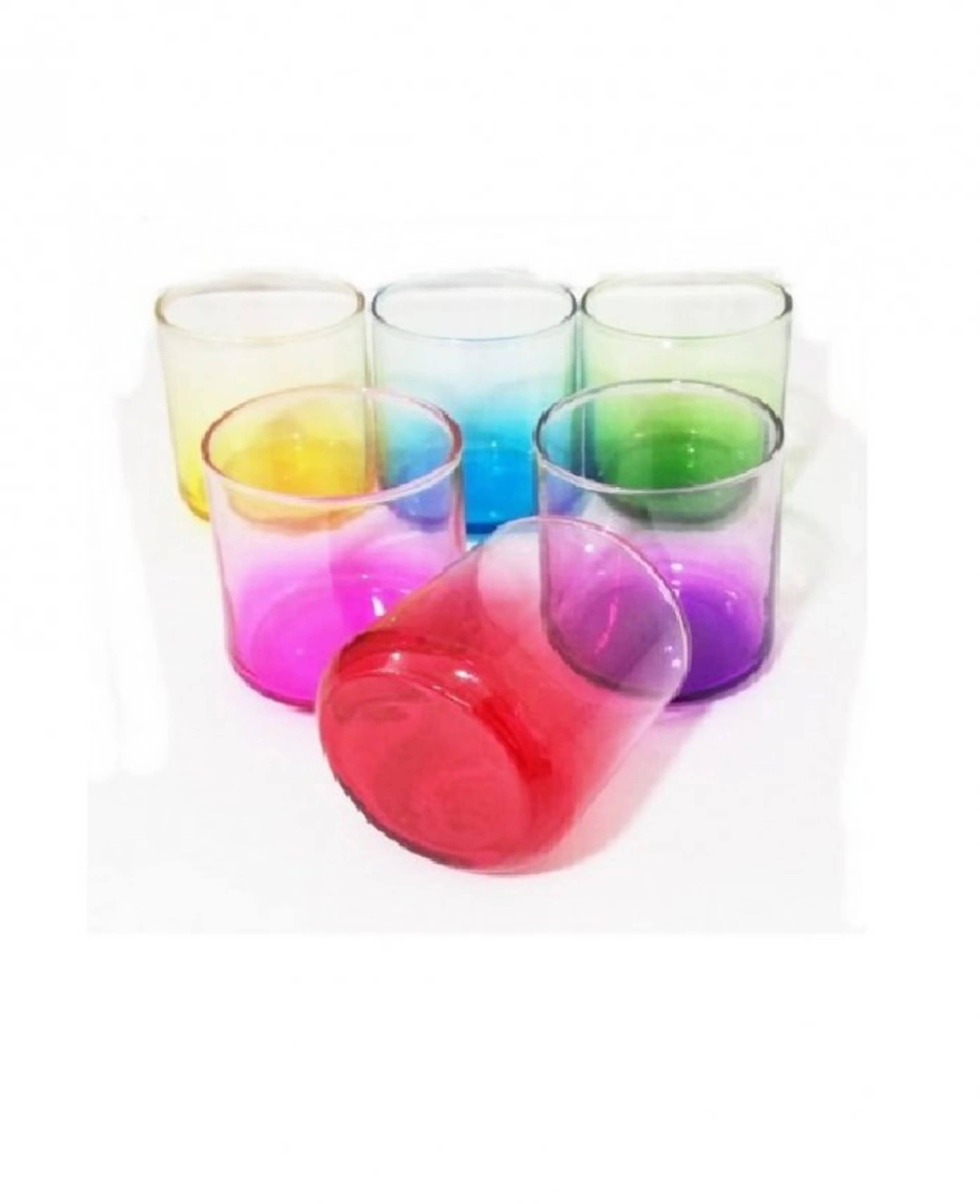 Комплект От 6 Броя Цветни Стъклени Чаши 160Мл